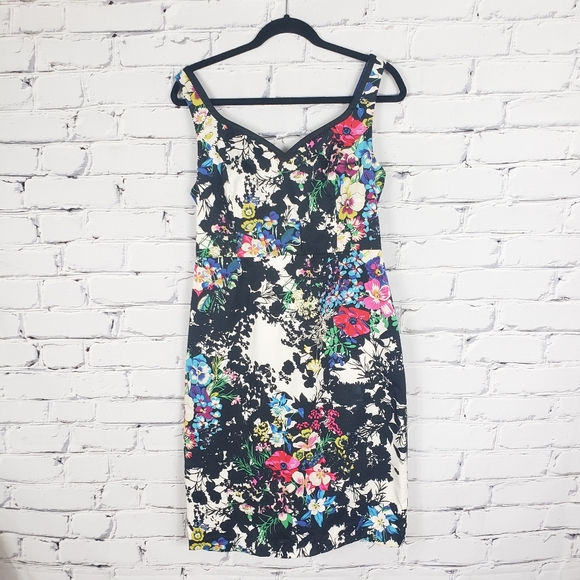 Anthropologie Floral Sweetheart Sheath Dress